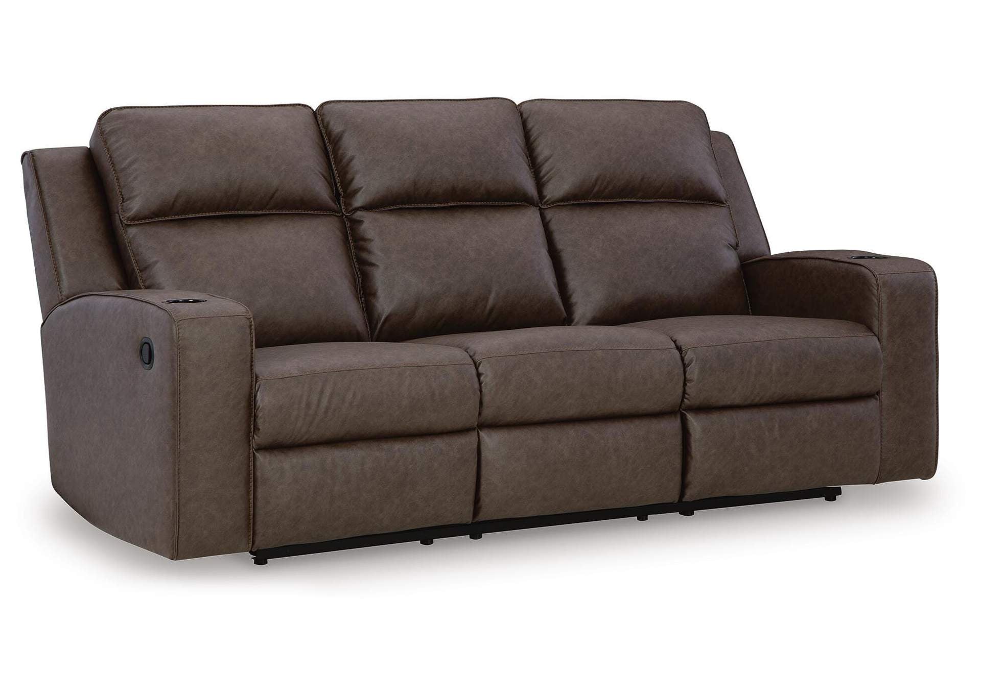 Lavenhorne Reclining Sofa with Drop Down Table angled view