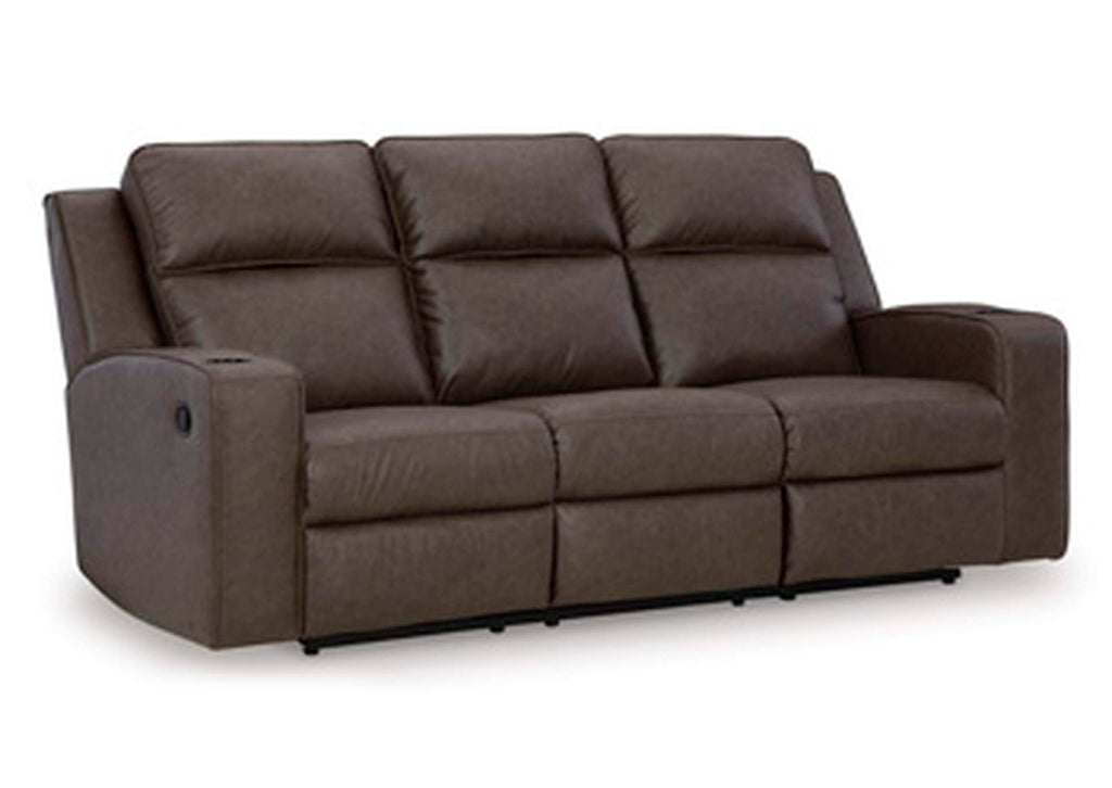 Lavenhorne Reclining Sofa with Drop Down Table angled view
