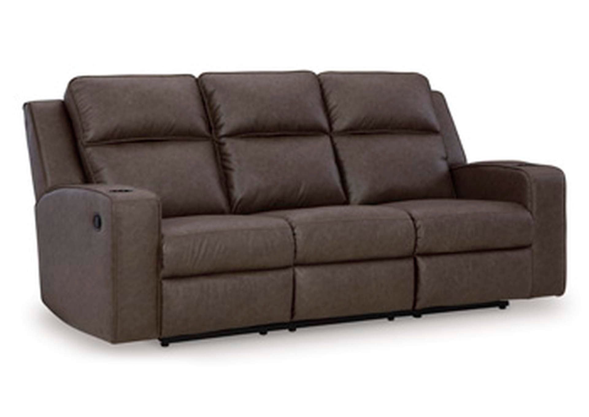 Lavenhorne Reclining Sofa with Drop Down Table angled view