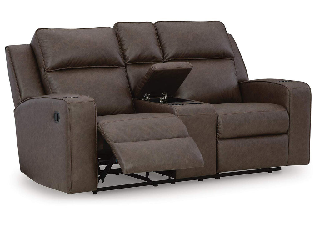 Lavenhorne Reclining Loveseat with Console angled view