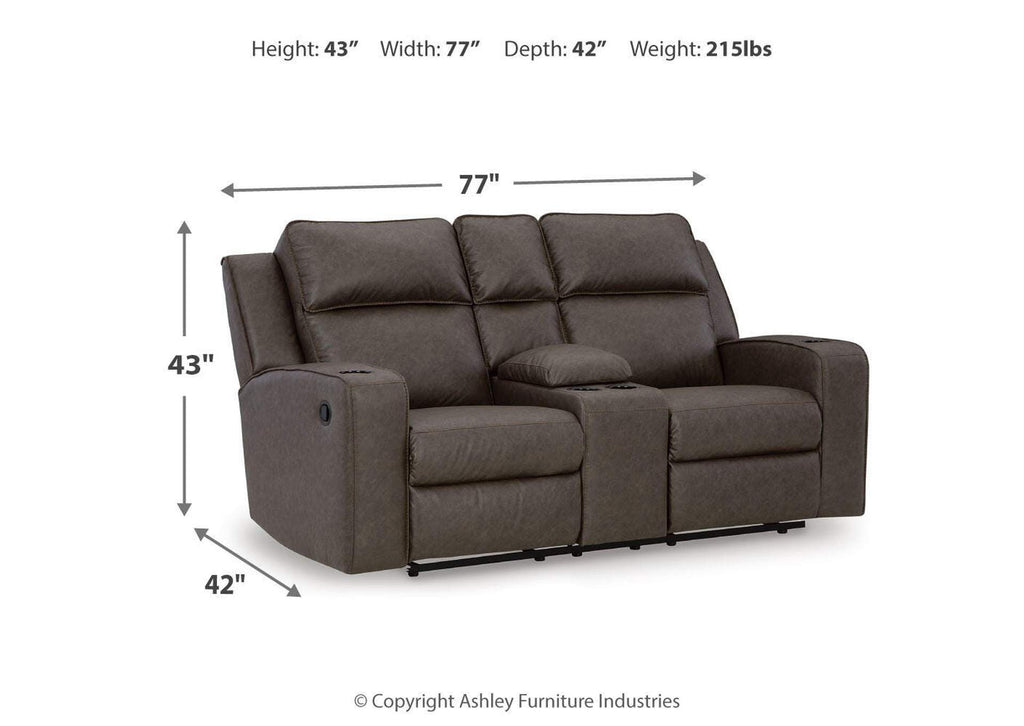 Lavenhorne Reclining Loveseat with Console dimensions