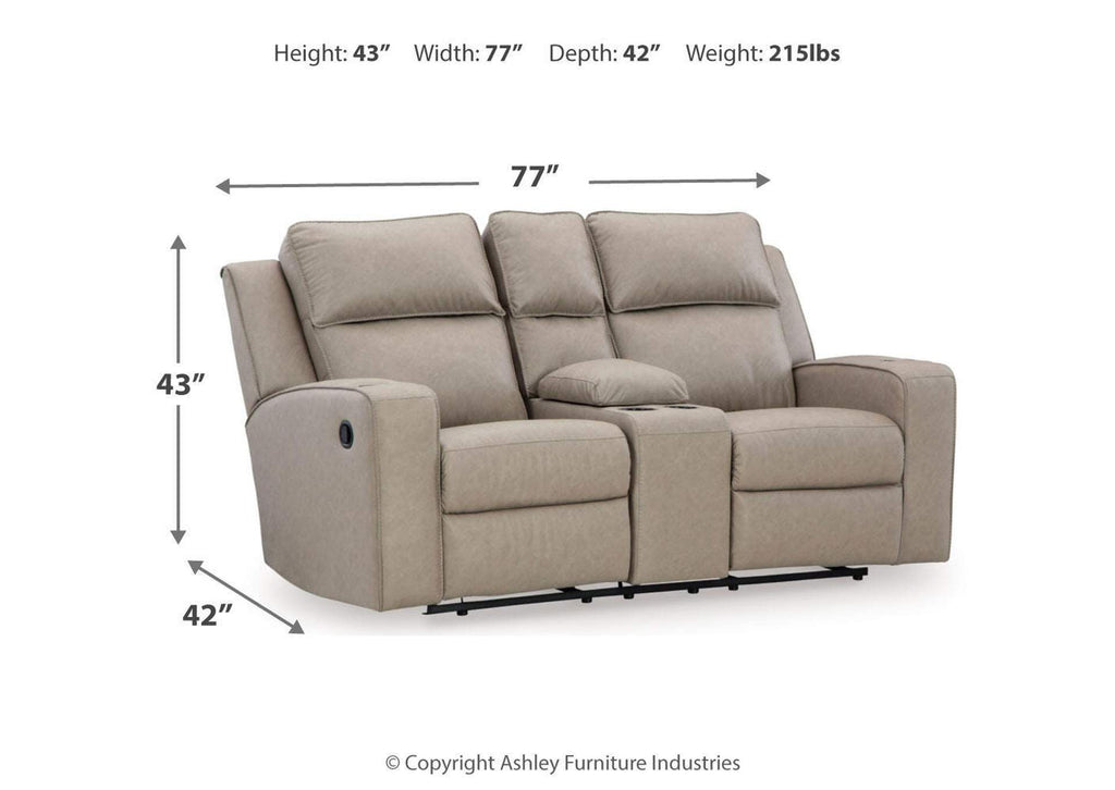 Lavenhorne Reclining Loveseat with Console dimensions