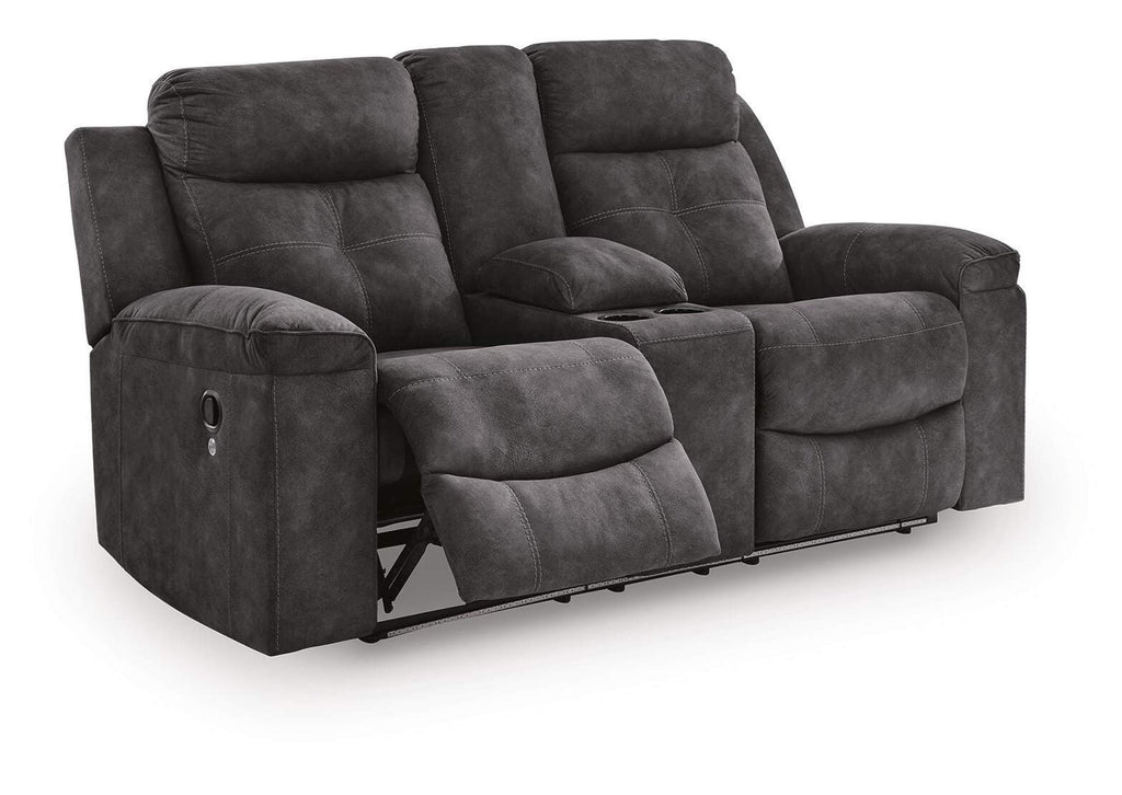 Brysonview Reclining Loveseat with Console angled view