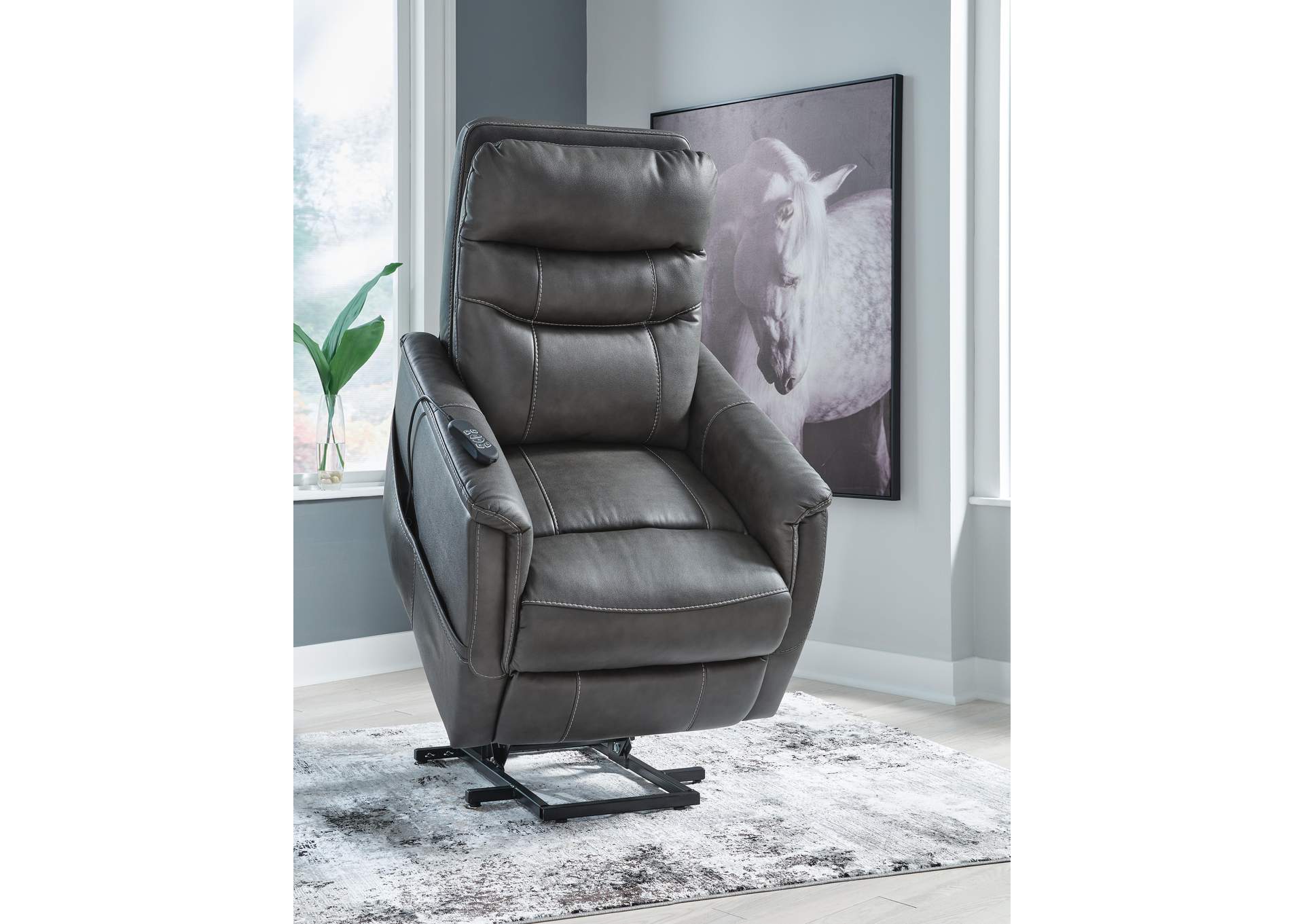 Strawbill Power Lift Recliner angled view