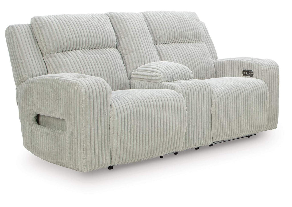 TwinBrooke Dual Power Reclining Sofa and Loveseat angled view