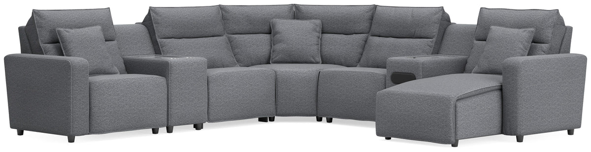 Modmax II sectional, 7-Piece Power Reclining Sectional with Chaise and Audio System · 144 × 144 × 42 in, view 1