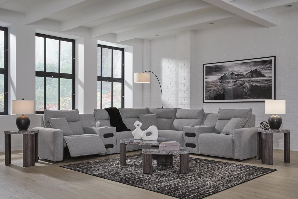 Modmax II sectional, 7-Piece Power Reclining Sectional with Audio Consoles · 144 × 144 × 42 in, view 3