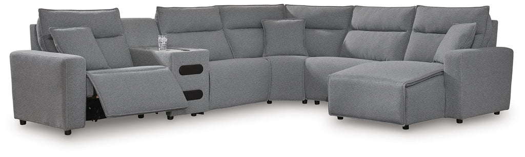 Modmax II sectional, 6-Piece Reclining Sectional with Chaise and Audio Console · 144 × 125 × 42 in, view 1