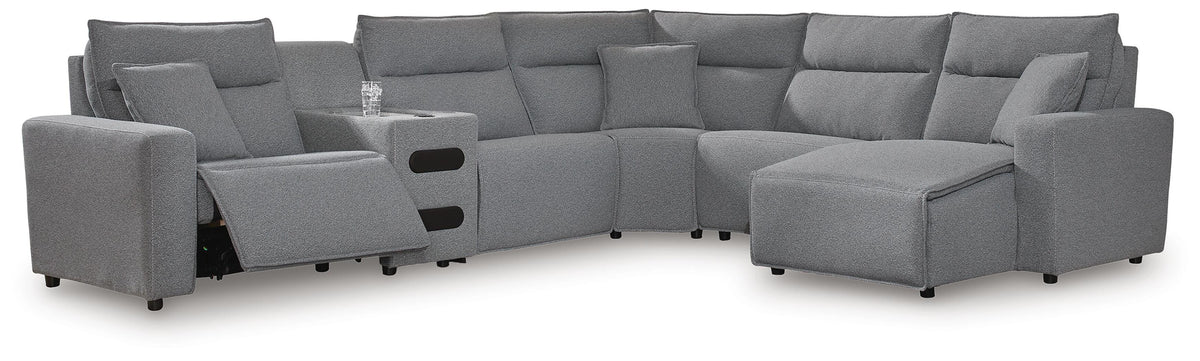 Modmax II sectional, 6-Piece Reclining Sectional with Chaise and Audio Console · 144 × 125 × 42 in, view 1