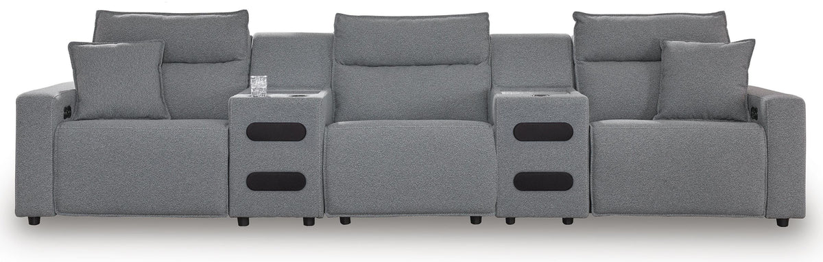 Modmax II sectional, 5-Piece Power Reclining Sectional with Audio Consoles · 156 × 42 × 42 in, view 1