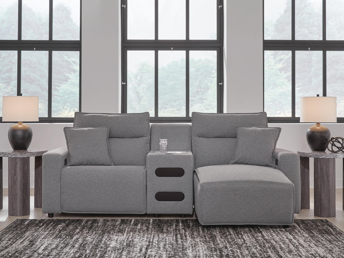 Modmax II sectional, 3-Piece Power Reclining Sectional with Chaise and Audio Console · 103 × 66 × 42 in · 65906S5, view 2