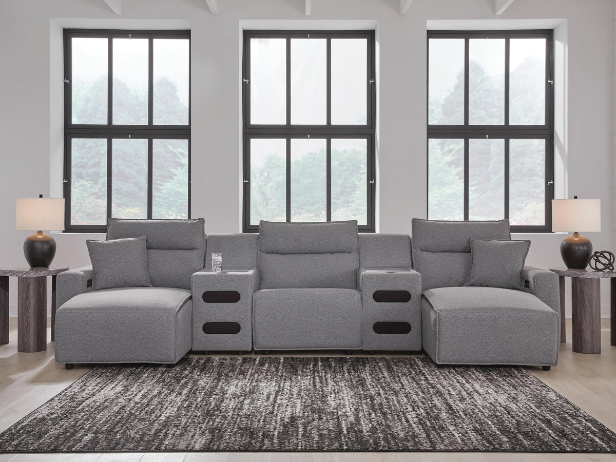 Modmax II sectional, 5-Piece Power Reclining Sectional with Chaise and Audio Consoles · 156 × 66 × 42 in, view 2