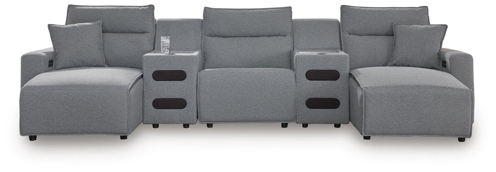 Modmax II sectional, 5-Piece Power Reclining Sectional with Chaise and Audio Consoles · 156 × 66 × 42 in, view 1