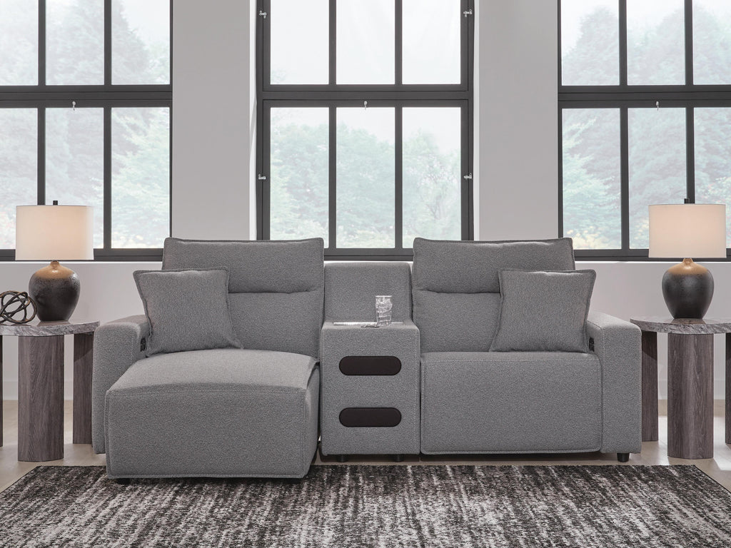 Modmax II sectional, 3-Piece Power Reclining Sectional with Chaise and Audio Console · 103 × 66 × 42 in · 65906S18, view 2