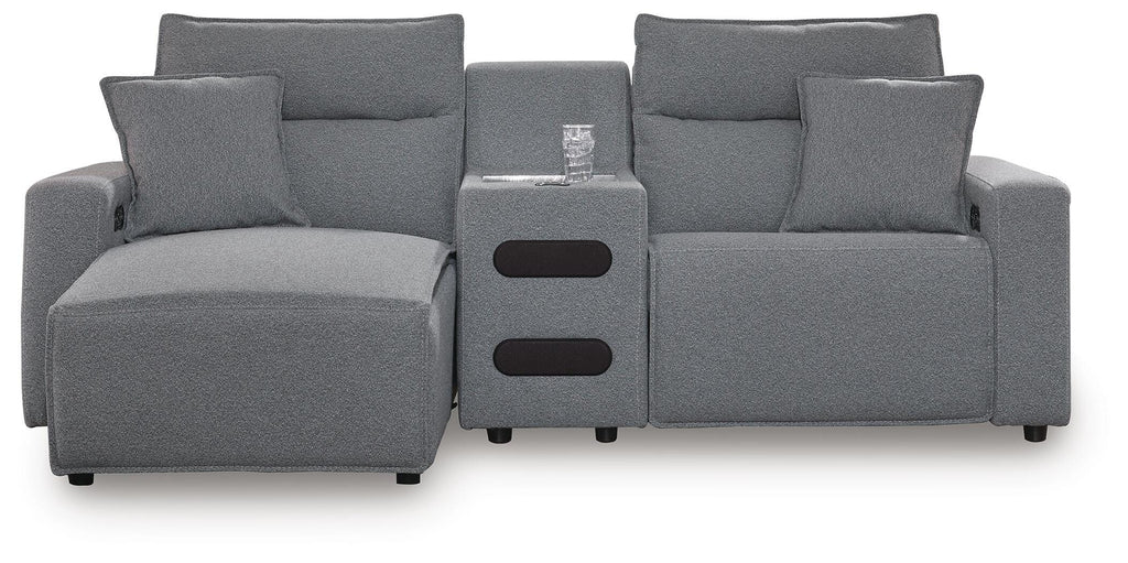Modmax II sectional, 3-Piece Power Reclining Sectional with Chaise and Audio Console · 103 × 66 × 42 in · 65906S18, view 1