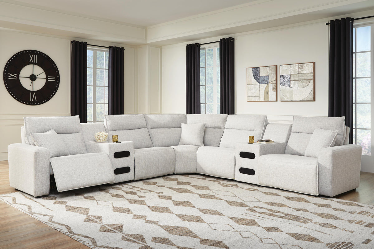 Modmax II sectional, 7-Piece Power Reclining Sectional with Audio Consoles · 144 × 144 × 42 in, view 2