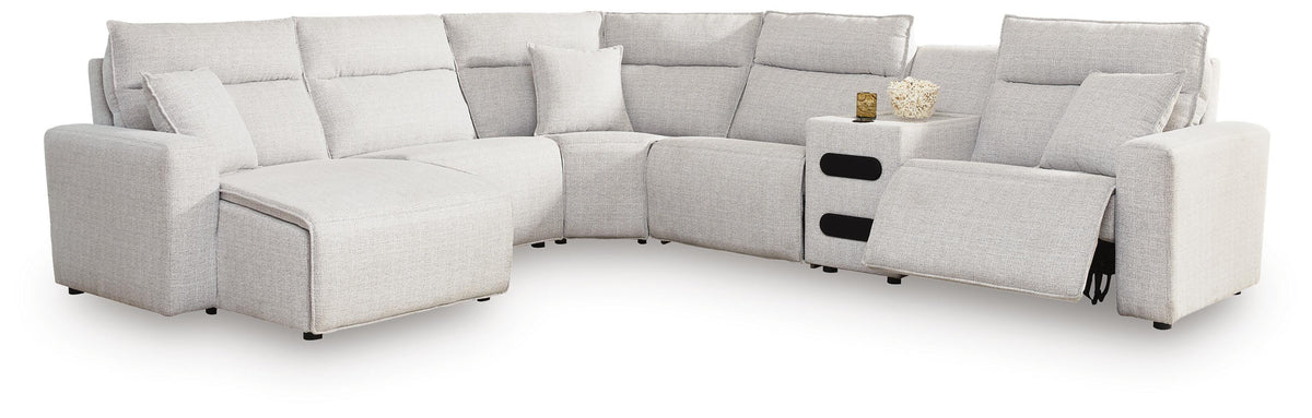 Modmax II sectional, 6-Piece Reclining Sectional with Chaise and Audio Console · 125 × 144 × 42 in, view 1