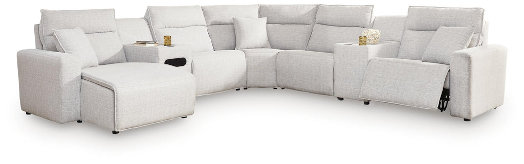 Modmax II sectional, 7-Piece Power Reclining Sectional with Chaise and Audio Console · 130 × 130 × 42 in, view 1