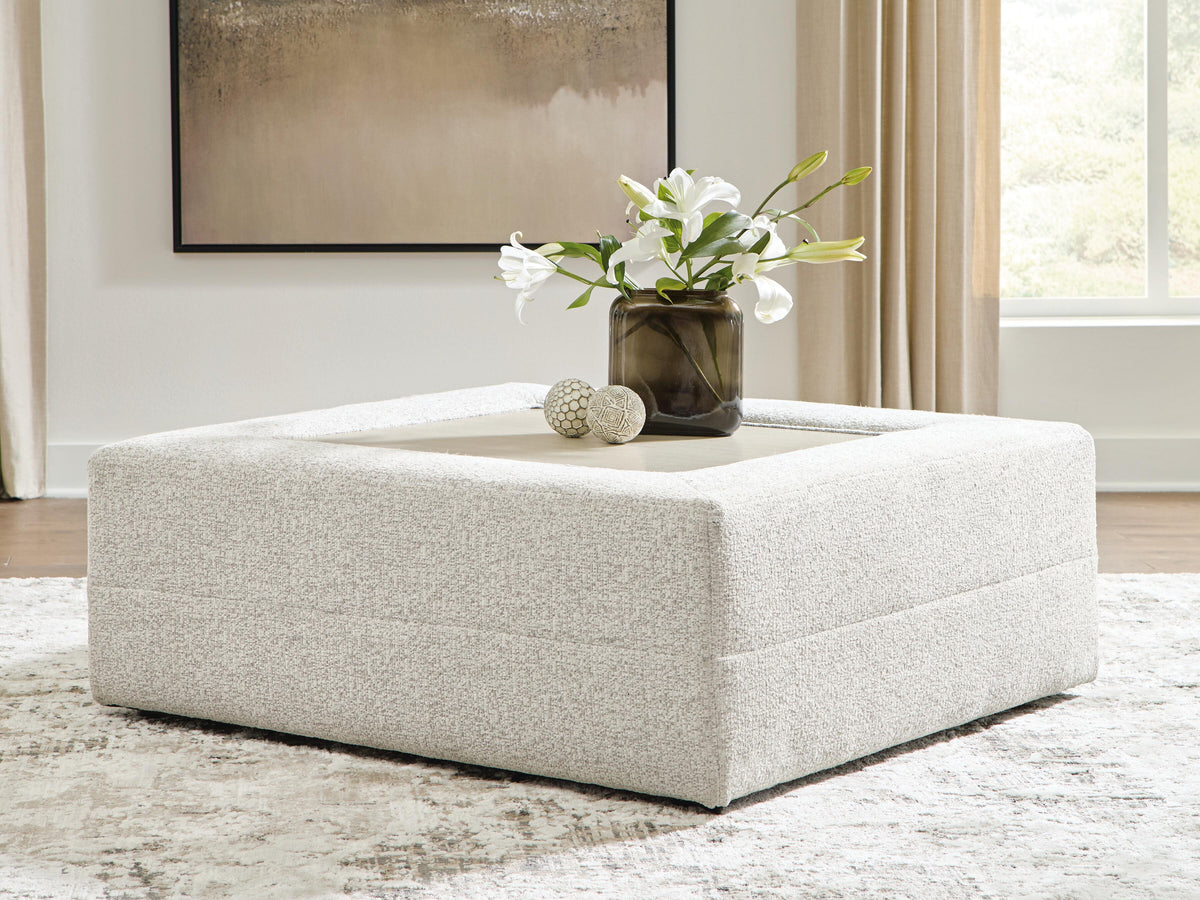 Ashbourne Estate Oversized Accent Ottoman in Snowstone, lifestyle view