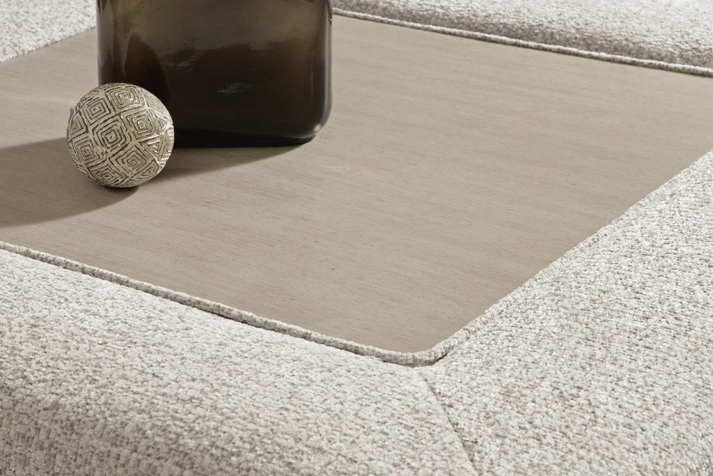 Ashbourne Estate Oversized Accent Ottoman in Snowstone, top view