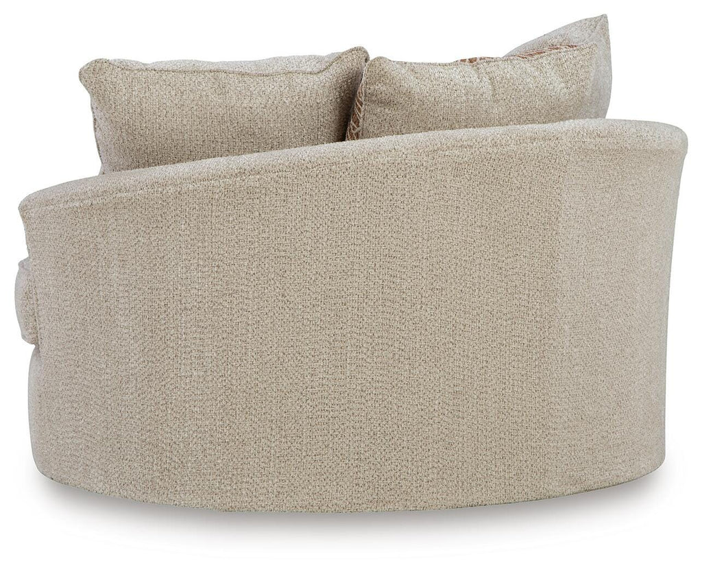 Steelwater Retreat Oversized Swivel Accent Chair in Latte, back view