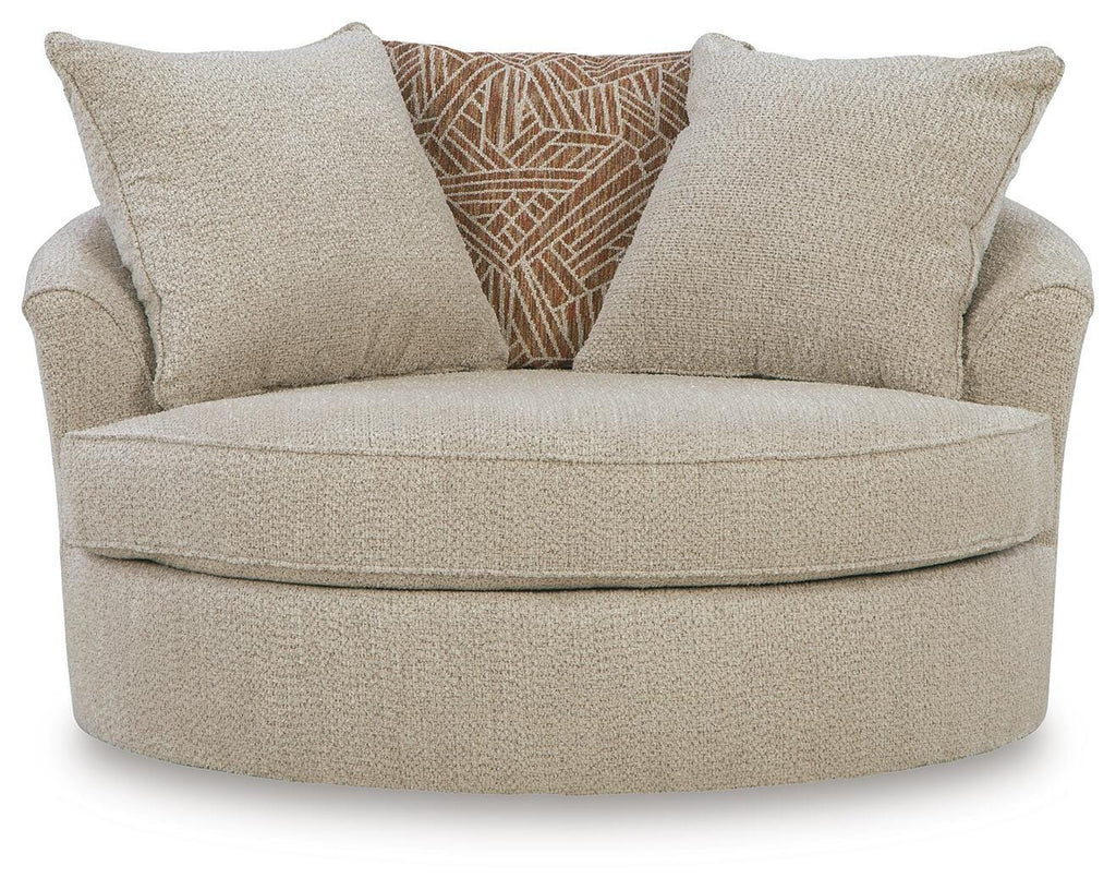 Steelwater Retreat Oversized Swivel Accent Chair in Latte, front view