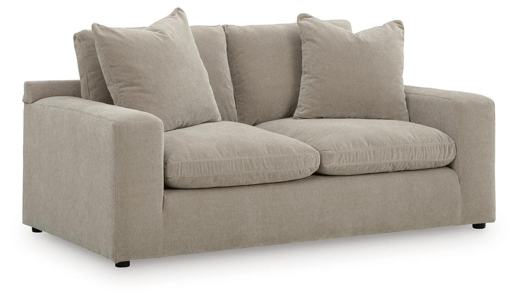 Maxton Heights Loveseat in Pebble, angle view