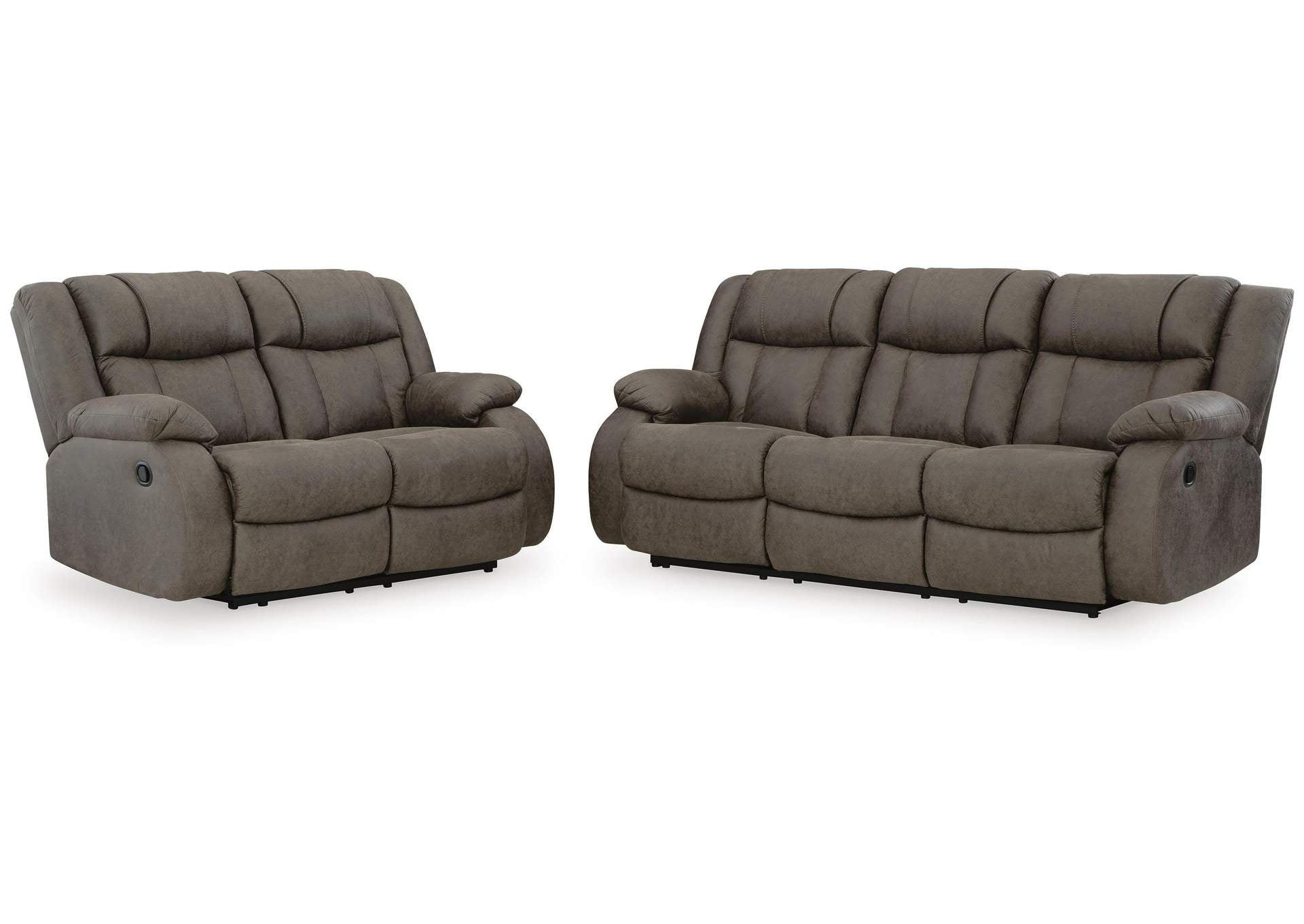 First Base Manual Reclining Sofa and Loveseat