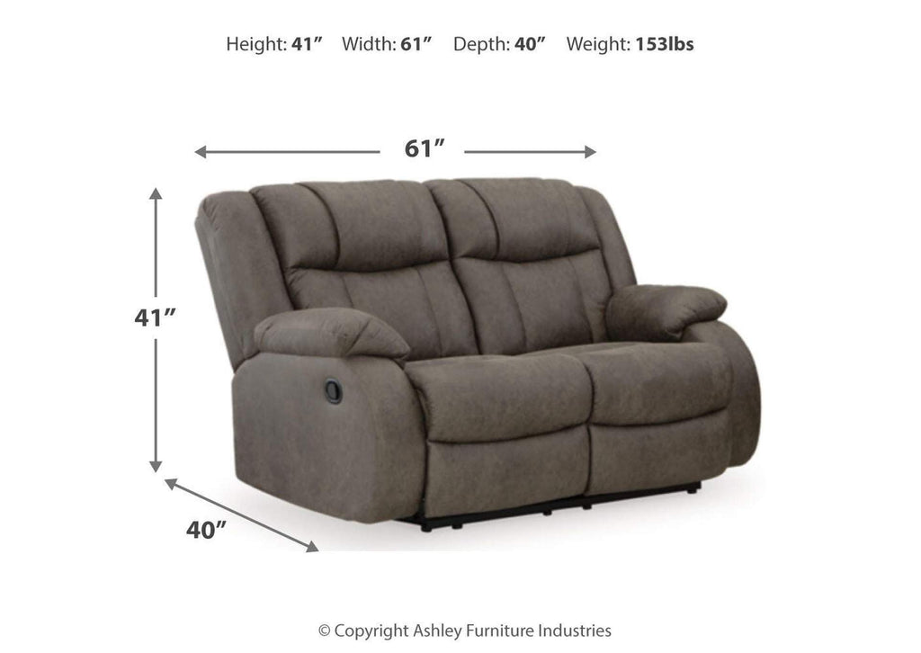 First Base Reclining Loveseat dimensions