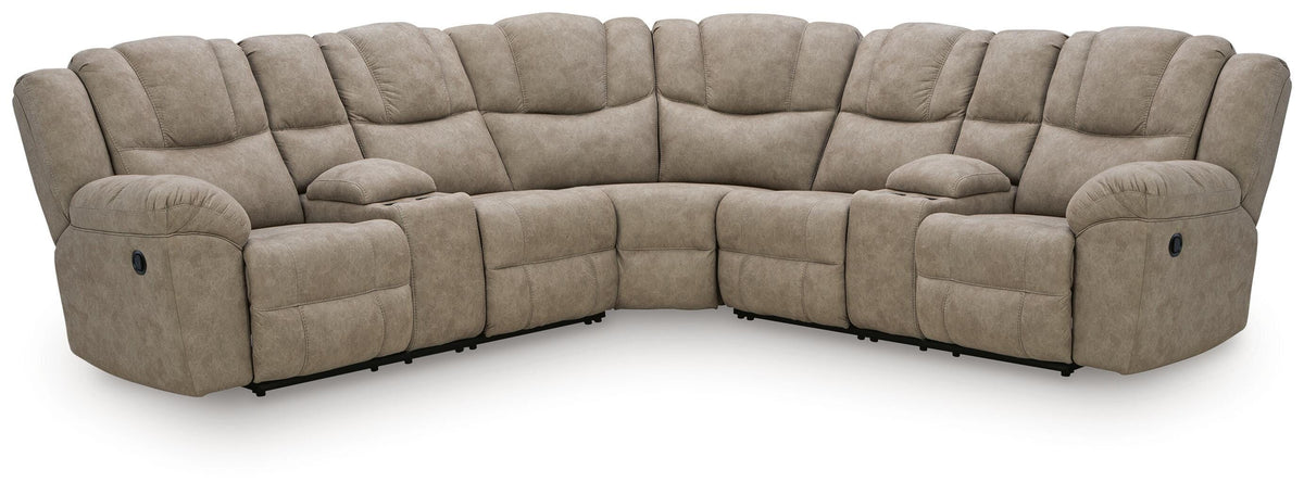 Pearce-Pike sectional, 3-Piece Reclining Sectional with Double Console · 119 × 119 × 43 in, view 1