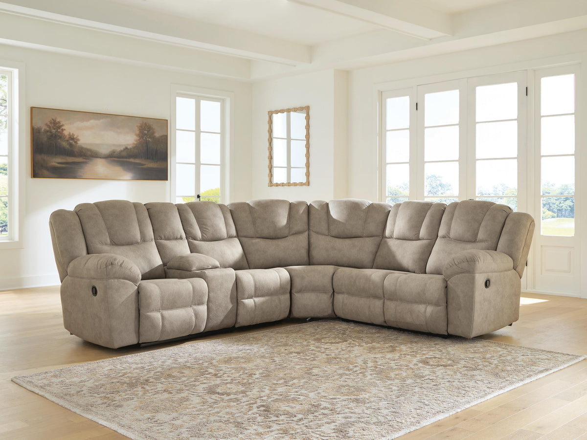 Pearce-Pike sectional, 3-Piece Reclining Sectional with Console · 119 × 105 × 43 in, view 2