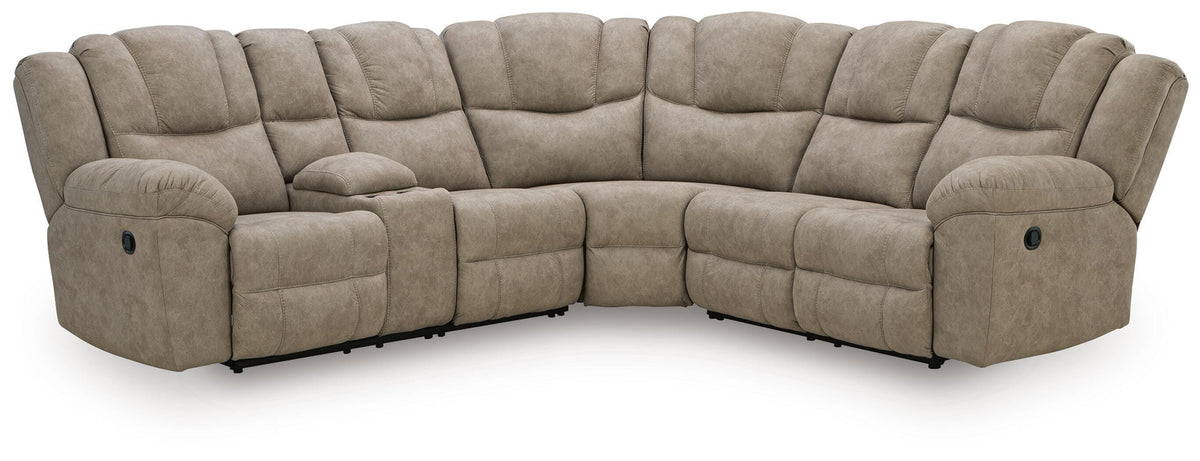 Pearce-Pike sectional, 3-Piece Reclining Sectional with Console · 119 × 105 × 43 in, view 1