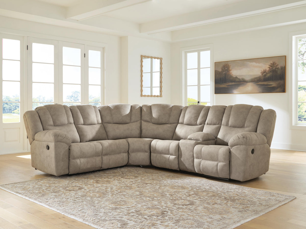 Pearce-Pike sectional, 3-Piece Reclining Sectional with Console · 105 × 119 × 43 in, view 2