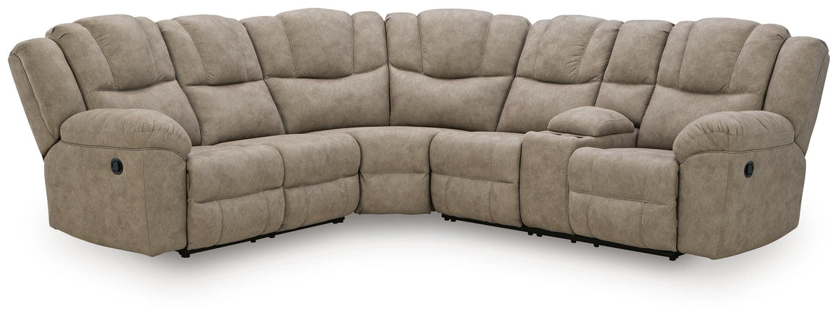 Pearce-Pike sectional, 3-Piece Reclining Sectional with Console · 105 × 119 × 43 in, view 1