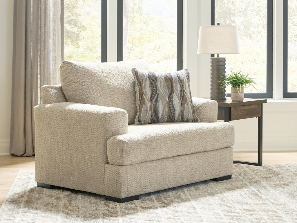 Lofwood Oversized Chair in Oatmeal, lifestyle view