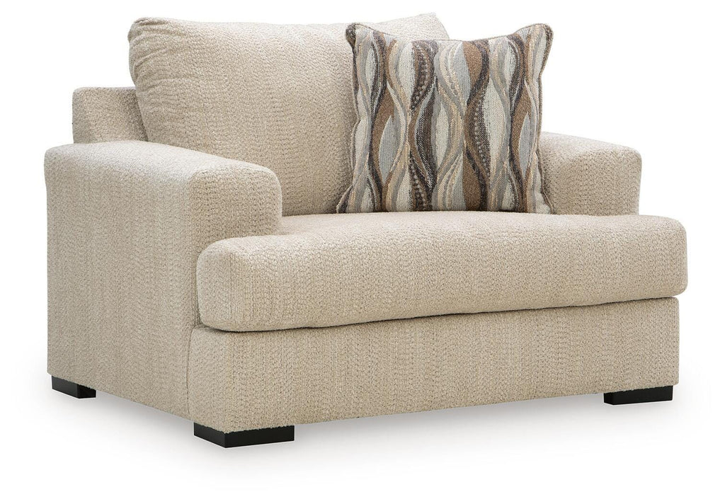 Lofwood Oversized Chair in Oatmeal, angle view