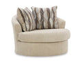 Lofwood Swivel Accent Chair in Oatmeal, angle view