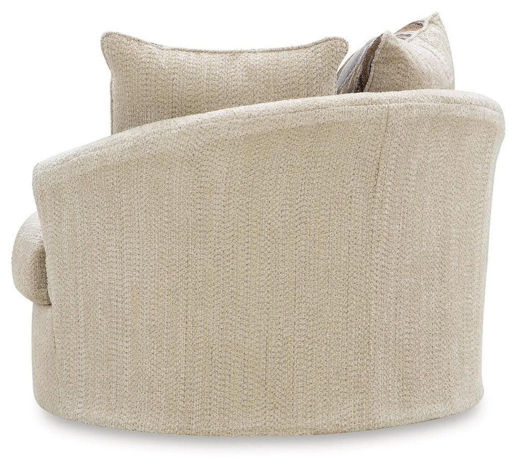 Lofwood Swivel Accent Chair in Oatmeal, back view
