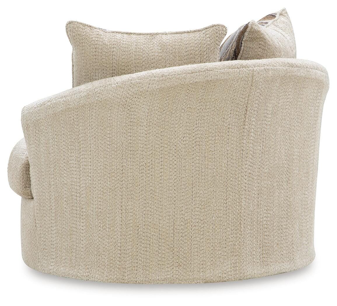 Lofwood Swivel Accent Chair in Oatmeal, back view