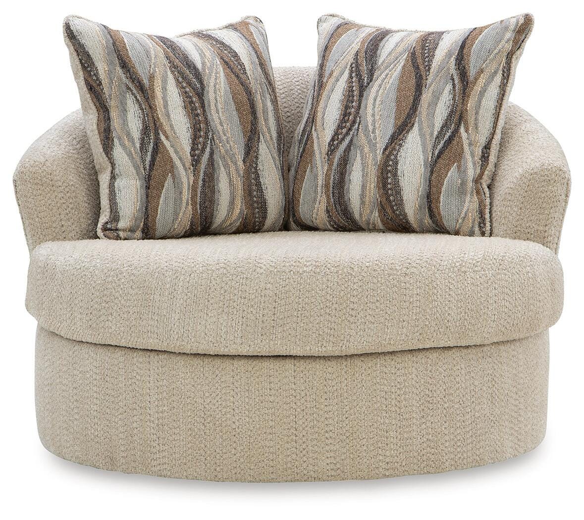 Lofwood Swivel Accent Chair in Oatmeal, front view