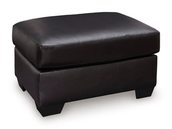 Glennbre Ottoman in Midnight, angle view