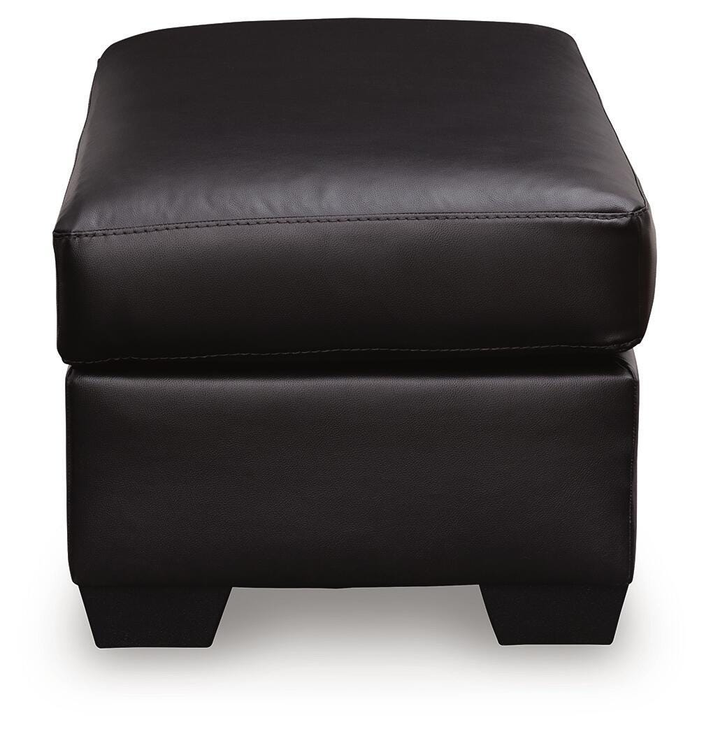 Glennbre Ottoman in Midnight, side view