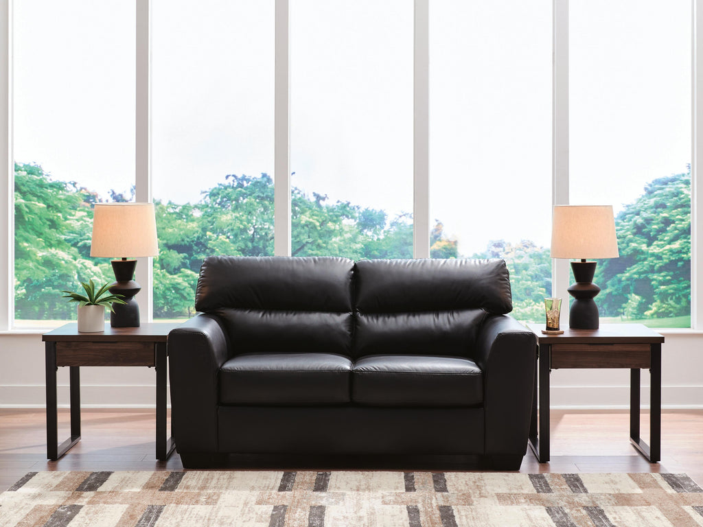 Glennbre Loveseat in Midnight, lifestyle view