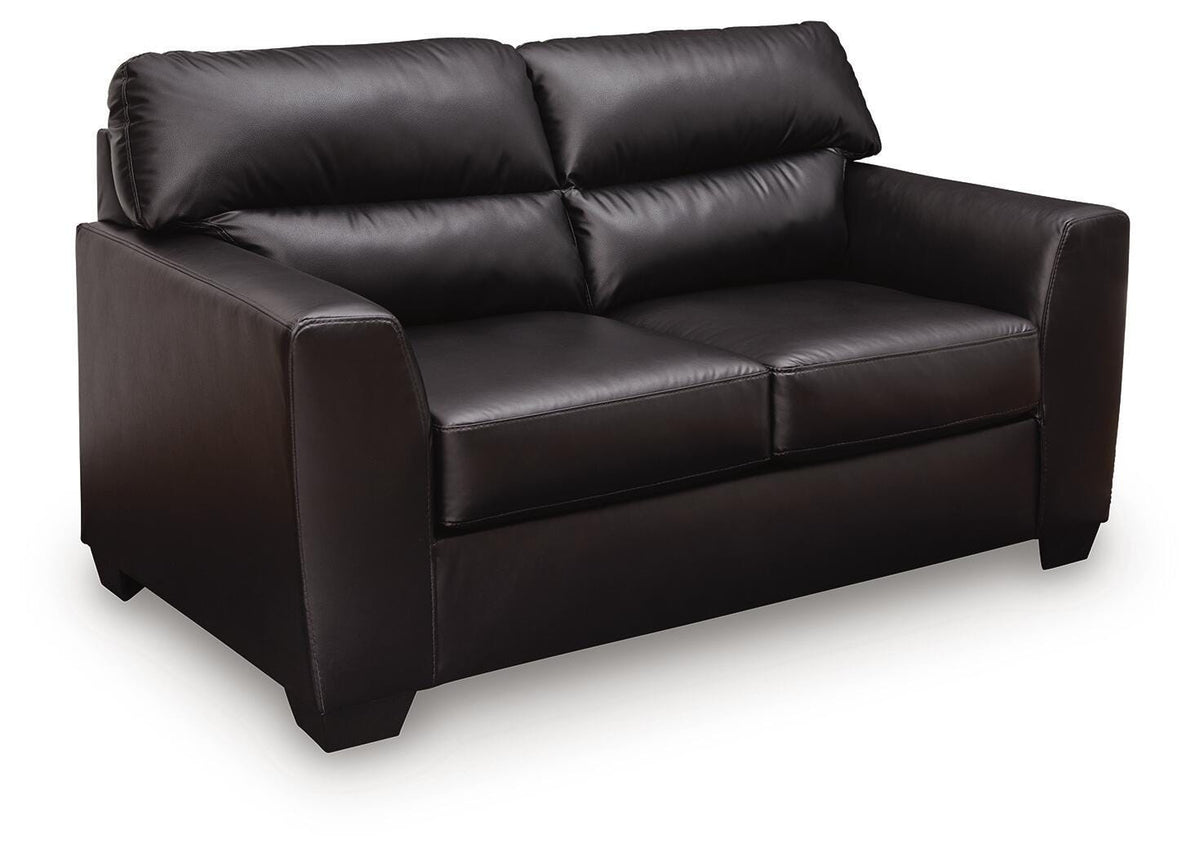 Glennbre Loveseat in Midnight, angle view