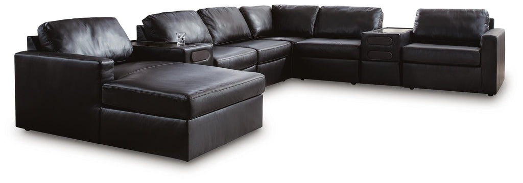 Modmax II sectional, 8-Piece Sectional with Chaise and Audio Consoles · Left-Facing Chaise · 158 × 125 × 36 in, view 1