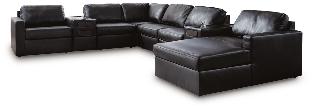Modmax II sectional, 8-Piece Sectional with Chaise and Audio Consoles · Right-Facing Chaise · 125 × 158 × 36 in, view 1