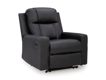 Mackmenville Recliner in Carbon, closed view