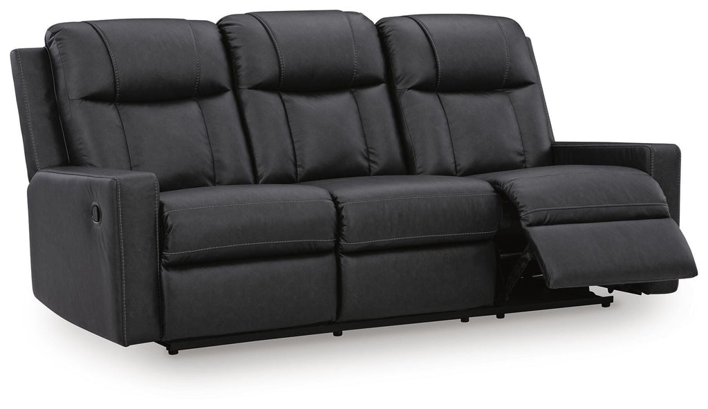 Mackmenville Reclining Sofa in Carbon, open view