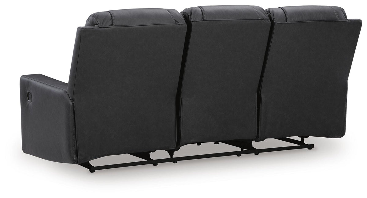 Mackmenville Reclining Sofa in Carbon, back view