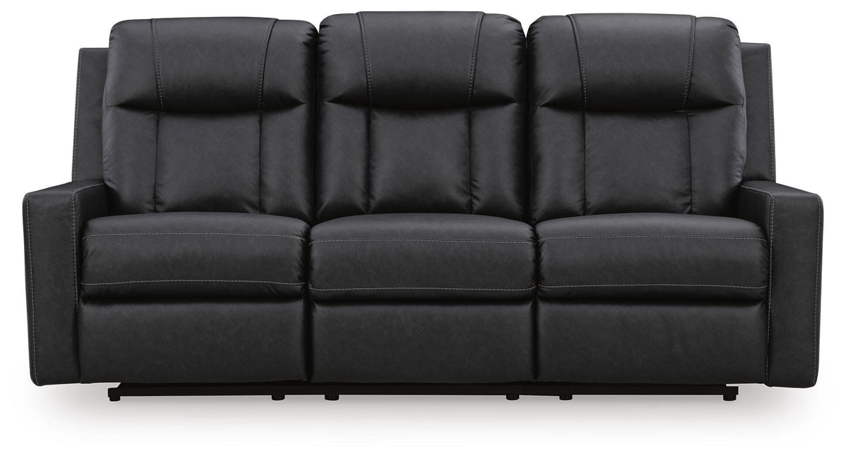 Mackmenville Reclining Sofa in Carbon, front view